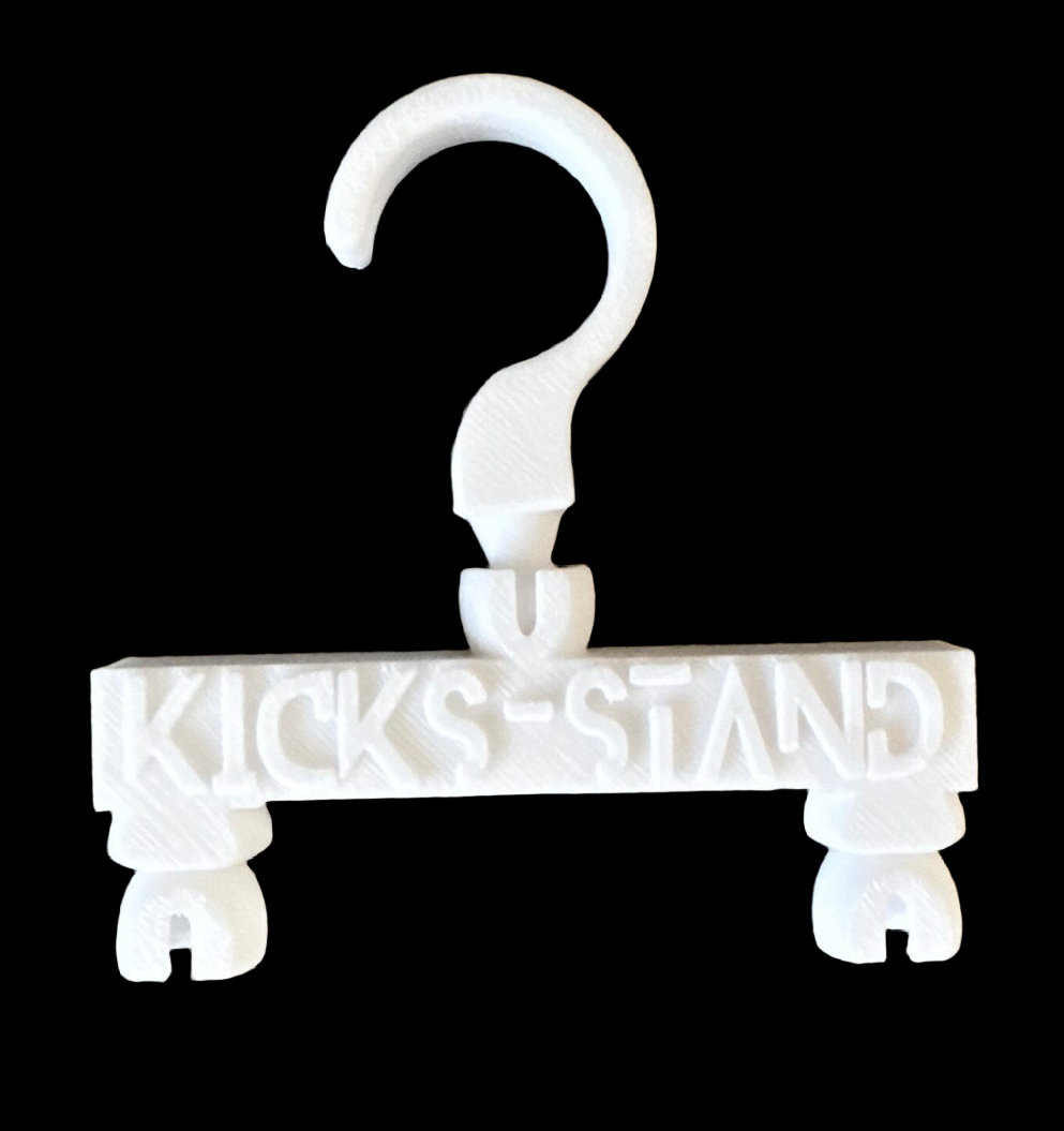Kicks-Stand 4.0 sneaker display stand with 3D ball joint rotation, modular shoe holder for collectors, creators, and TikTok setups